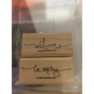 Stampin Up small script be merry christmas card welcome